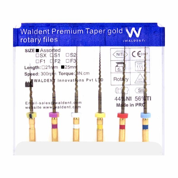 Waldent Premium Taper Gold Rotary Files - Dentalstall India