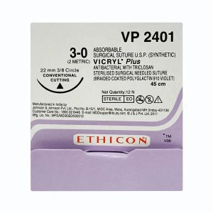 Ethicon Vicryl Plus # 3-0 Absorbable Violet Braided Suture (VP 2401) - Dentalstall India
