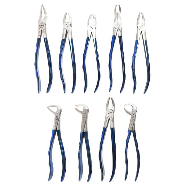 API+ Extraction Forceps Finger Pattern Blue Series - Dentalstall India