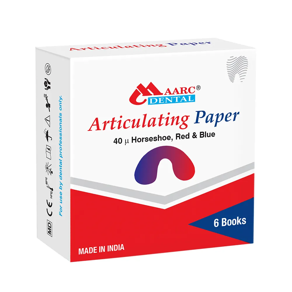Maarc Articulating Paper (Horseshoe Shape) 40µ Microns - Dentalstall India Maarc Articulating Paper (Horseshoe Shape) 40µ Microns - Dentalstall India