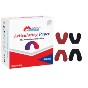 Maarc Articulating Paper (Horseshoe Shape) 40 Microns Red & Blue - Dentalstall India Maarc Articulating Paper (Horseshoe Shape) 40 Microns Red & Blue - Dentalstall India
