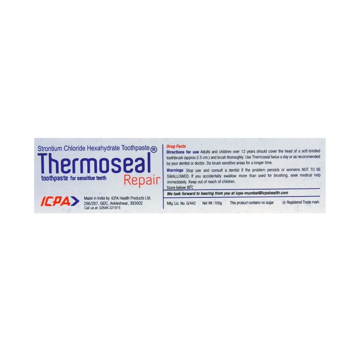 ICPA Thermoseal Repair Toothpaste 100gm - Dentalstall India ICPA Thermoseal Repair Toothpaste 100gm - Dentalstall India
