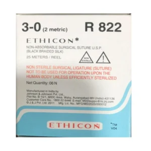 Ethicon #3-0 Black Braided Silk Suture Reels 25Mtr (R 822) - Pack of 6 - Dentalstall India Ethicon #3-0 Black Braided Silk Suture Reels 25Mtr (R 822) - Pack of 6 - Dentalstall India