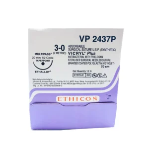 Ethicon Vicryl Plus # 3-0 Absorbable Violet Braided Suture (VP 2437P) (Pack Of 12) - Dentalstall India Ethicon Vicryl Plus # 3-0 Absorbable Violet Braided Suture (VP 2437P) (Pack Of 12) - Dentalstall India