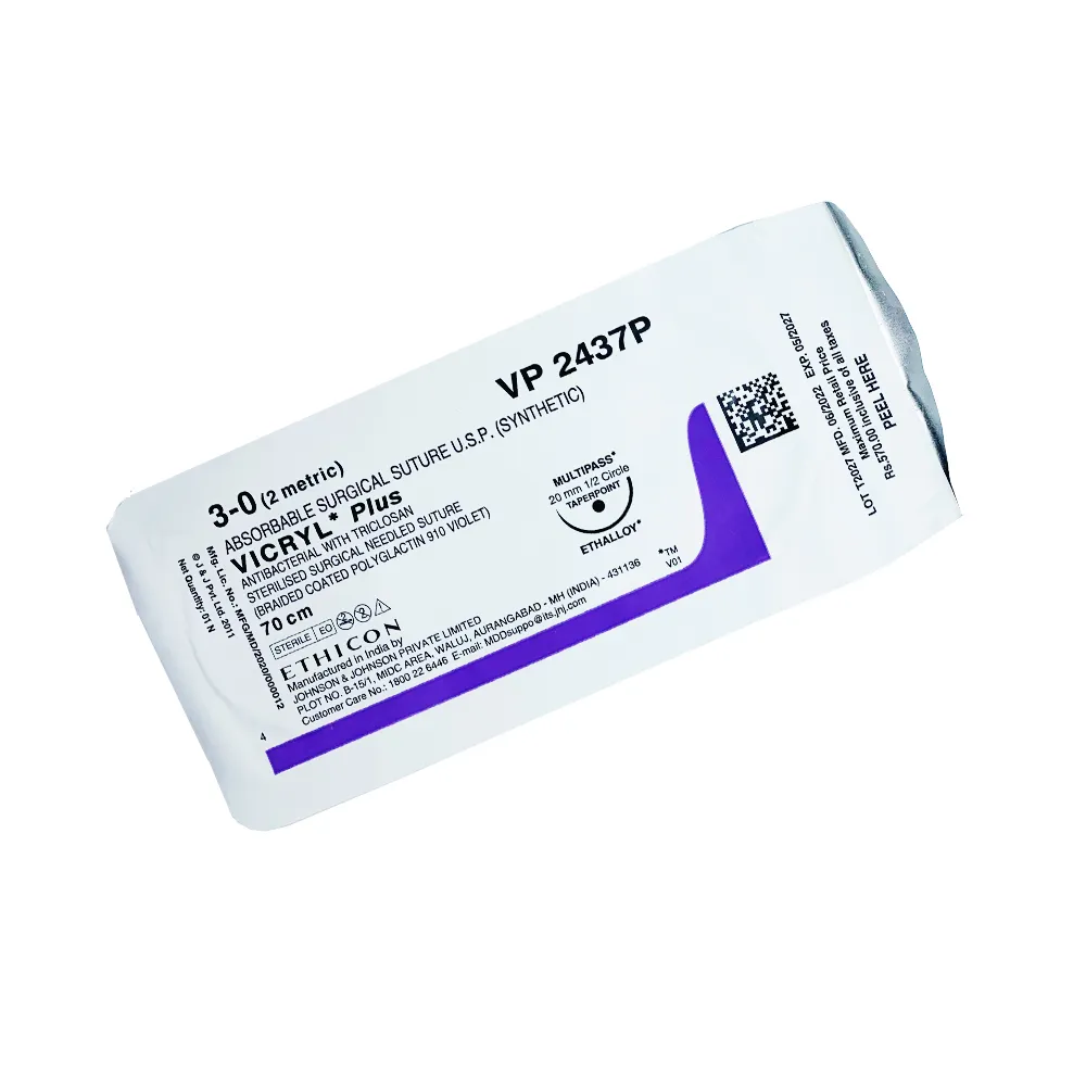 Ethicon Vicryl Plus # 3-0 Absorbable Violet Braided Suture (VP 2437P) (Pack Of 12) - Dentalstall India Ethicon Vicryl Plus # 3-0 Absorbable Violet Braided Suture (VP 2437P) (Pack Of 12) - Dentalstall India