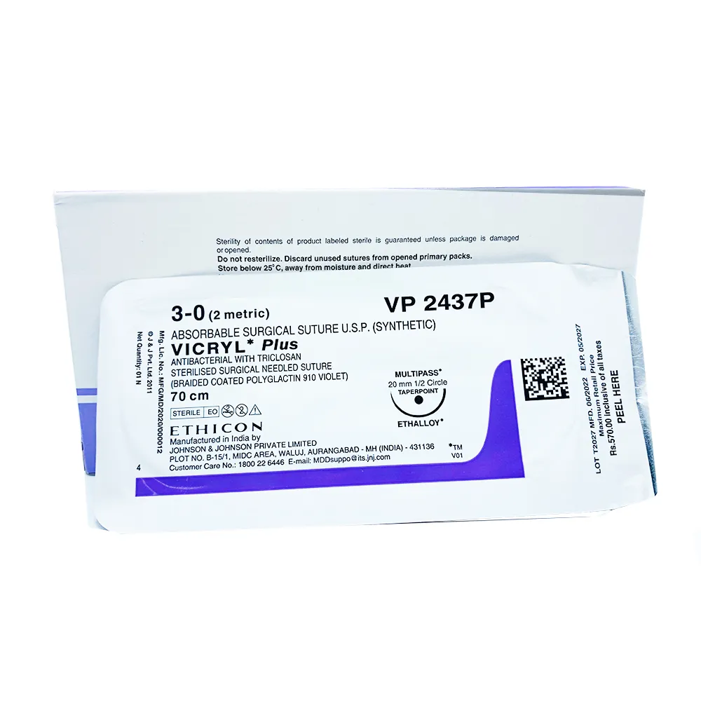 Ethicon Vicryl Plus # 3-0 Absorbable Violet Braided Suture (VP 2437P) (Pack Of 12) - Dentalstall India Ethicon Vicryl Plus # 3-0 Absorbable Violet Braided Suture (VP 2437P) (Pack Of 12) - Dentalstall India