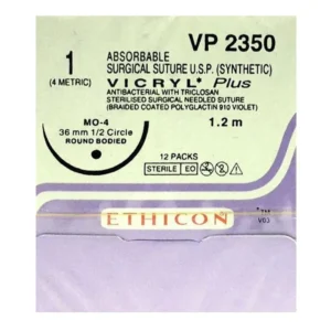 Ethicon Vicryl Plus # 1 Absorbable Violet Braided Suture (VP 2350) (Pack Of 12) - Dentalstall India Ethicon Vicryl Plus # 1 Absorbable Violet Braided Suture (VP 2350) (Pack Of 12) - Dentalstall India